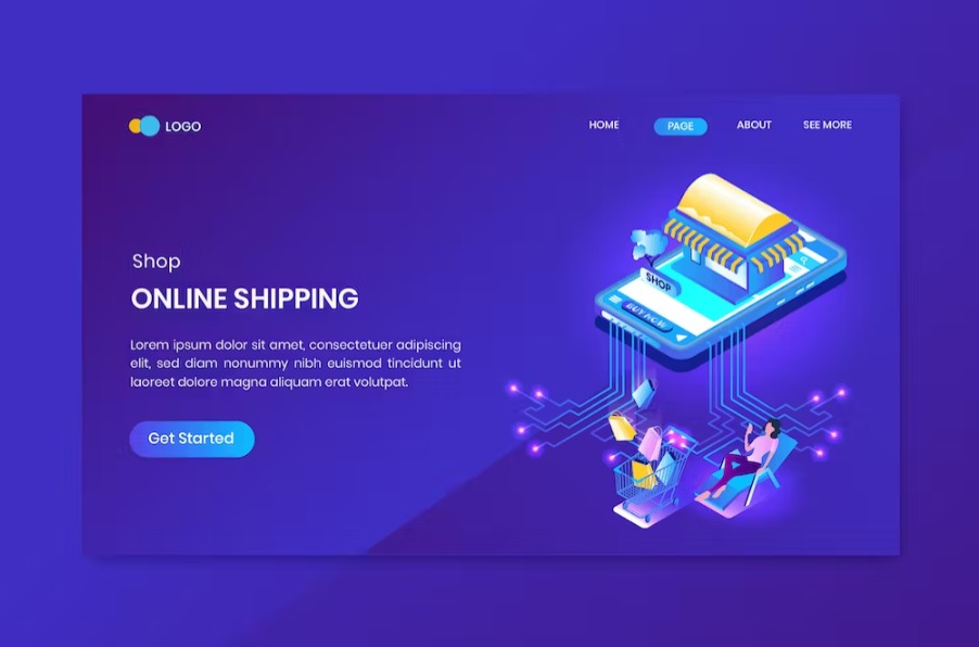 App Online Shopping Isometric Concept Landing Page