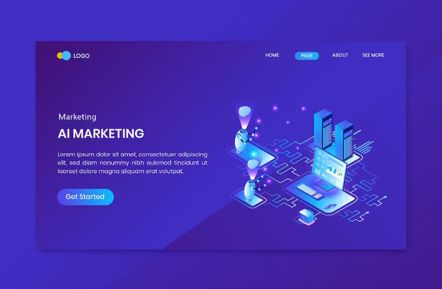 Artificial Intelligence Isometric Concept Landing Page