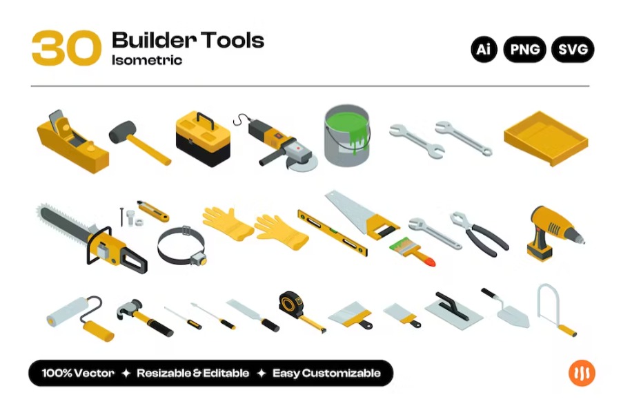 Free Builder Tools Isometric Landing Page Download