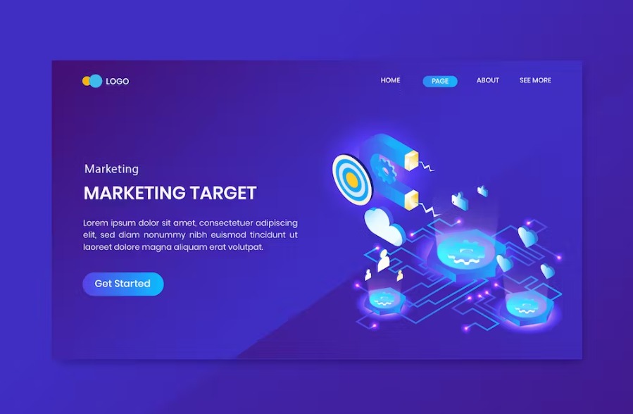 Free Business Target Goal Marketing Isometric Landing Page Download