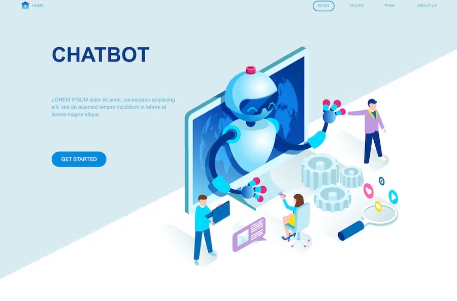 Free Chat Bot Isometric Landing Page Download