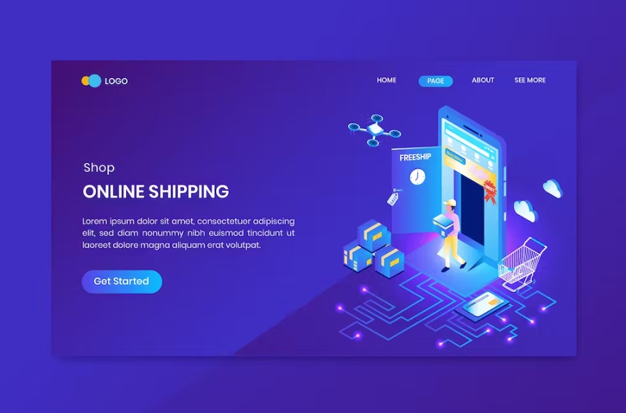 Free Delivery Services Isometric Concept Landing Page