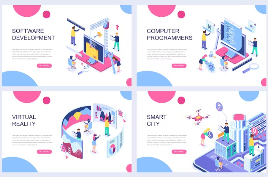 Free Isometric Landing Page Template Download