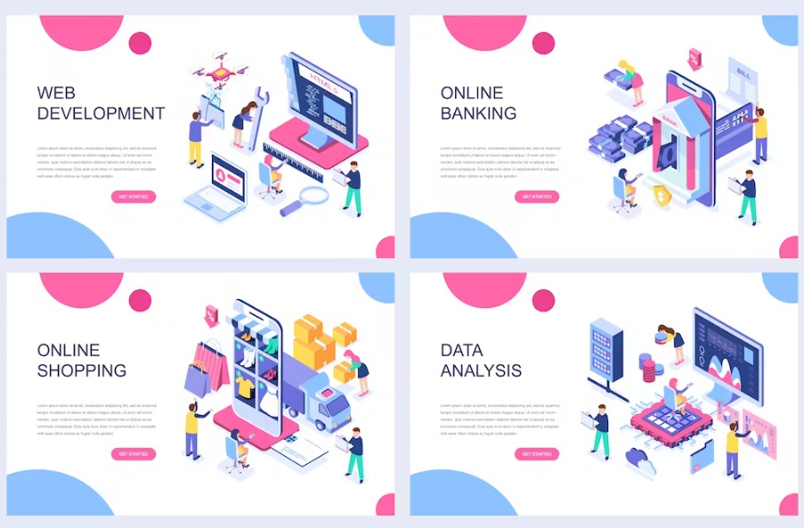 Free Isometric Landing Page Template Download