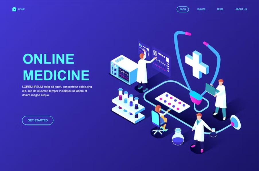 Free Medicine Isometric Landing Page Template Download