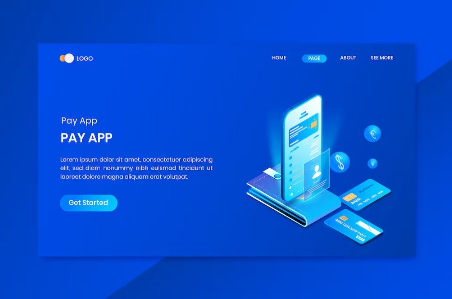 Free Mobile Banking App Isometric Landing Page Template Download