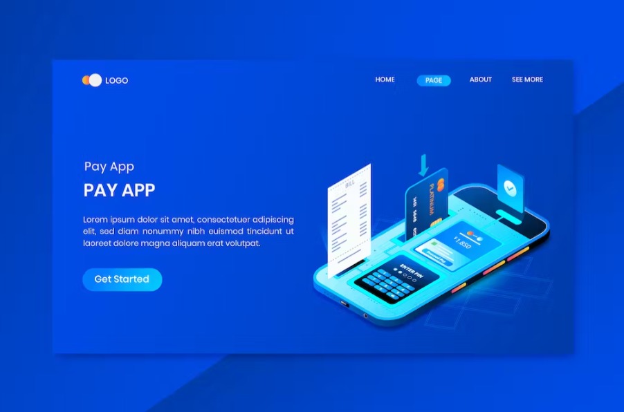 Free Mobile Banking Payment App Isometric Landing Page Template Download