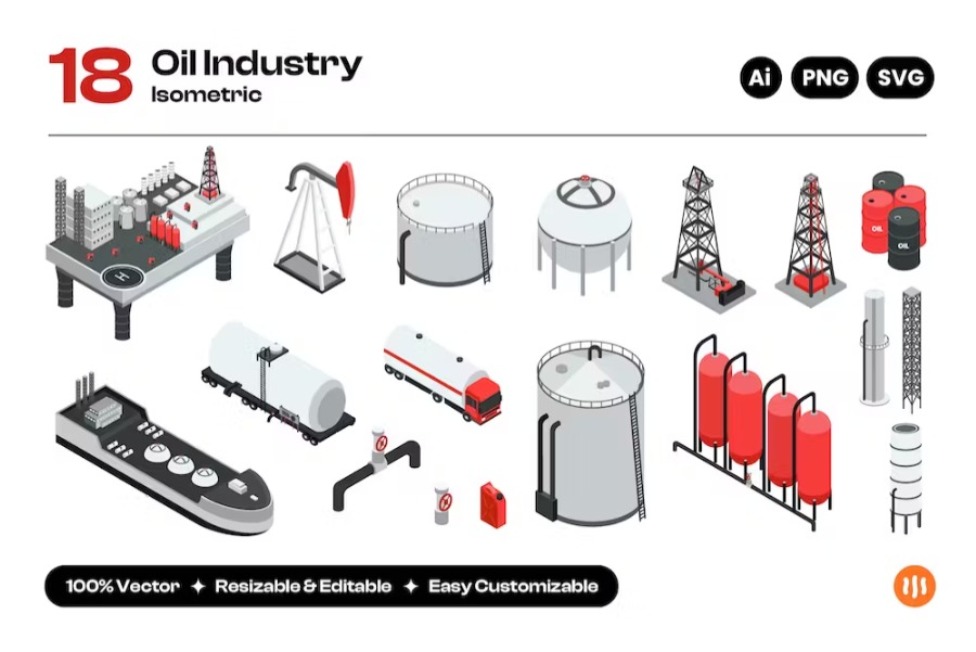 Free Oil industry Isometric Landing Page Template Download