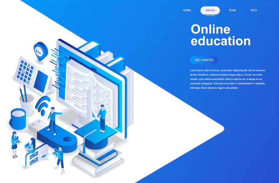 Free Online Education Isometric Landing Page Template Download