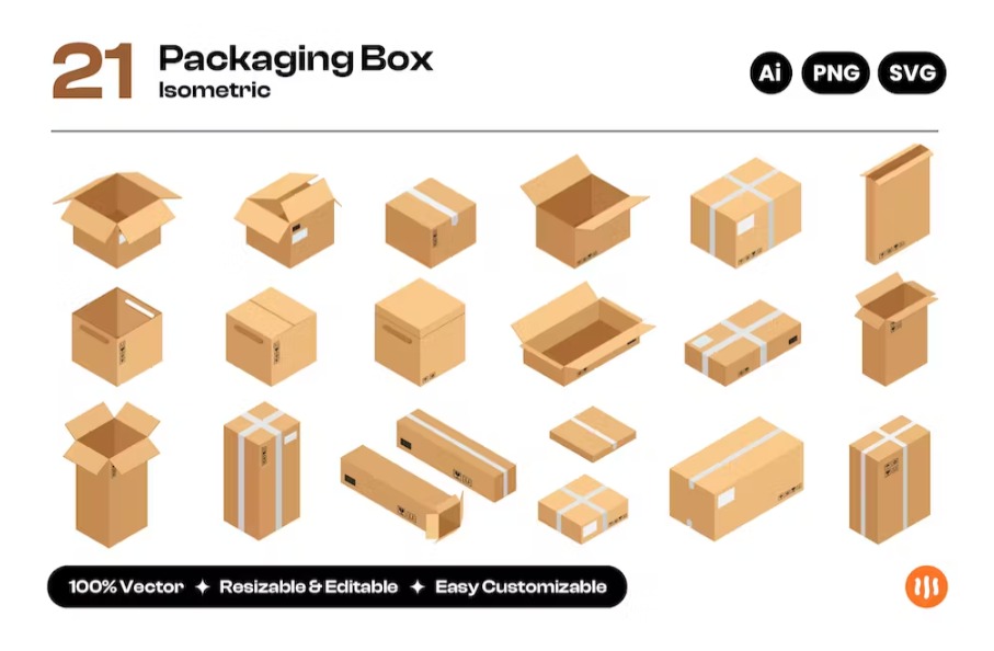 Free Packaging Box Vector Isometric