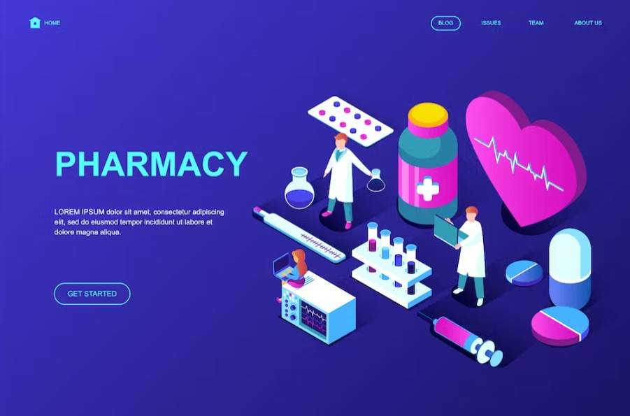 Free Pharmacy Isometric Landing Page Template Download