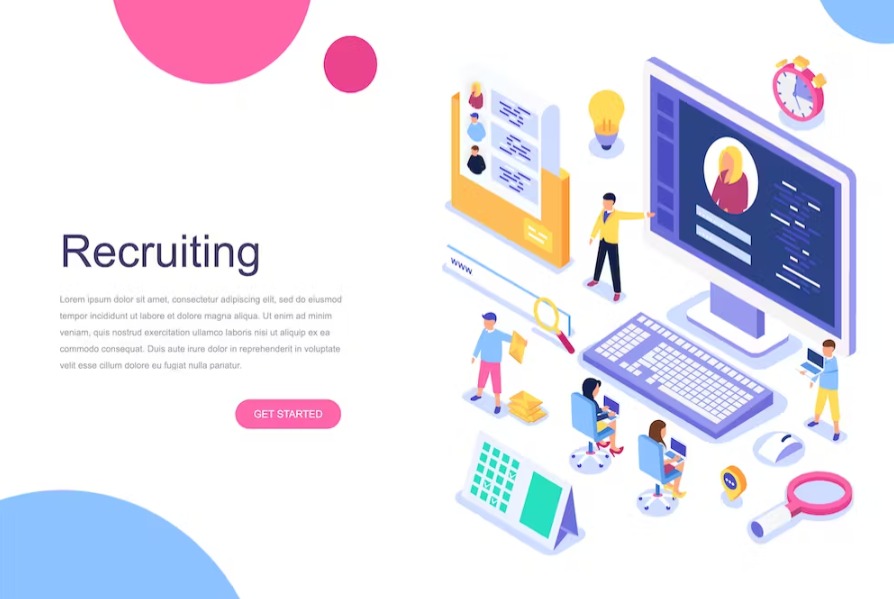 Free Recruiting Isometric Landing Page Template Download