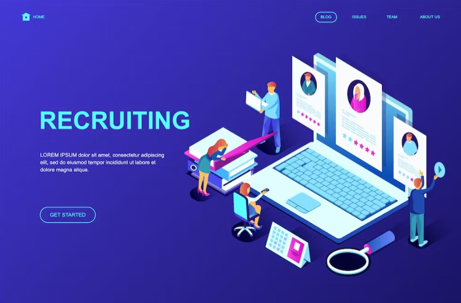 Free Recruiting Isometric Landing Page Template Download