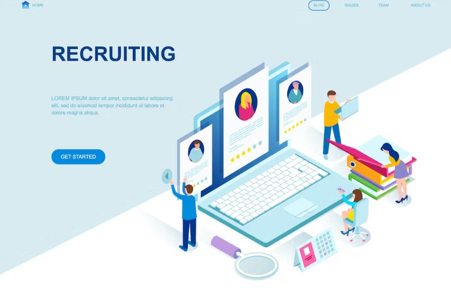 Free Recruiting Isometric Landing Page Templates Download