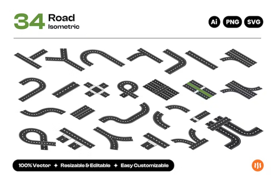 Free Road Isometric Landing Page Template Download