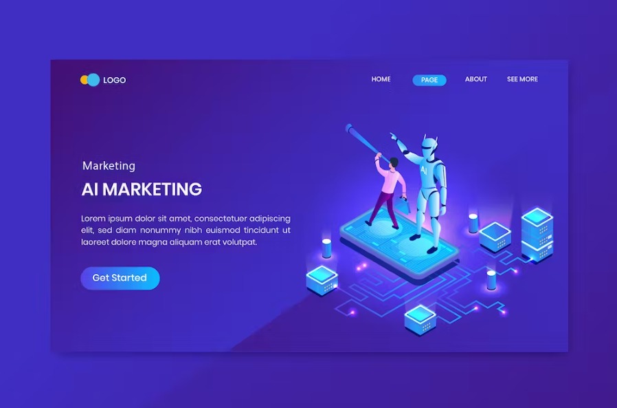 Free Robotic Process Automation Isometric Landing Page Template Download