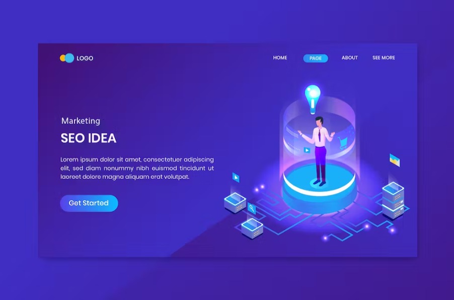 Free Seo Idea Marketing Isometric Landing Page Template Download