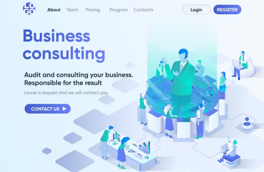 Free Сonsulting Isometric Landing Page Template Download