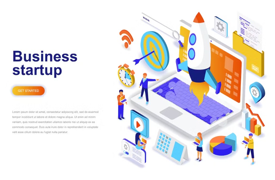 Free Startup Isometric Landing Page Template Download