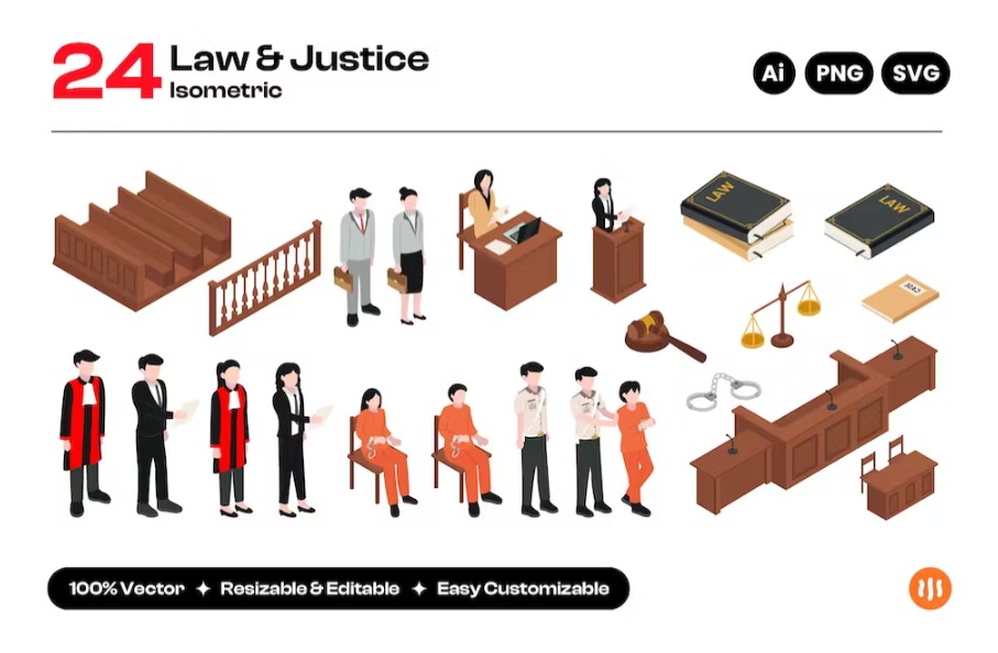 Free Vector law and order Isometric Landing Page Template Download