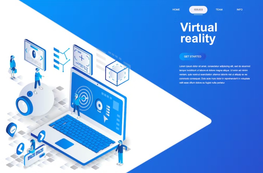 Free Virtual Reality Isometric Landing Page Template Download