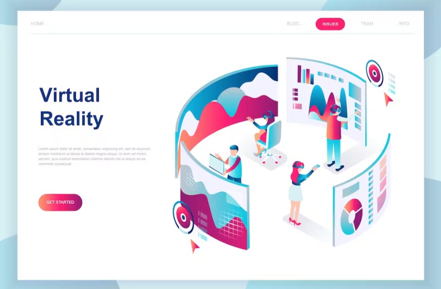 Free Virtual Reality Isometric Landing Page Template Download